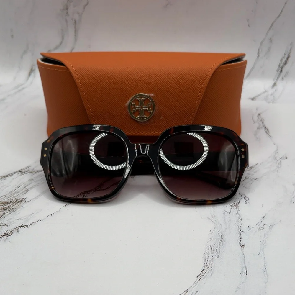 Tory Burch Tortoise Sunglasses with Orange Case